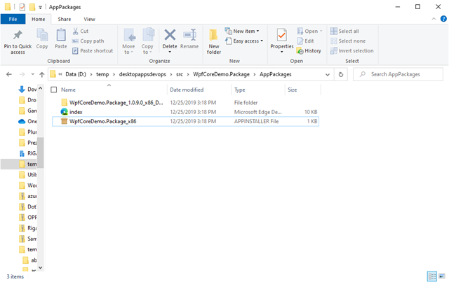 Package with web page and app installer file